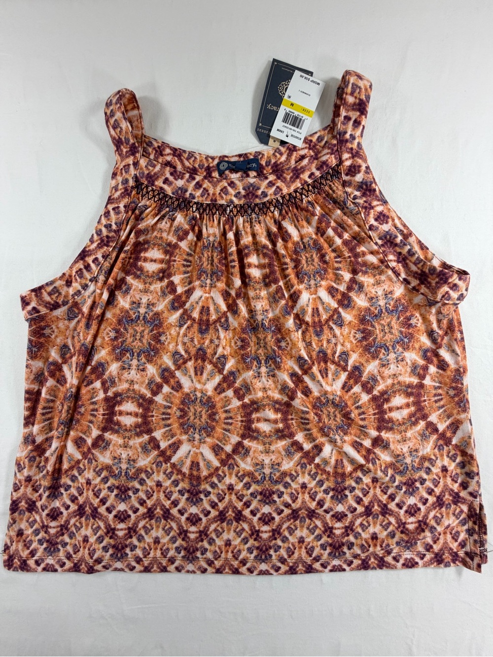 Democracy Printed Sleeveless Tank Top Medium Boho Relaxed Fit NWT